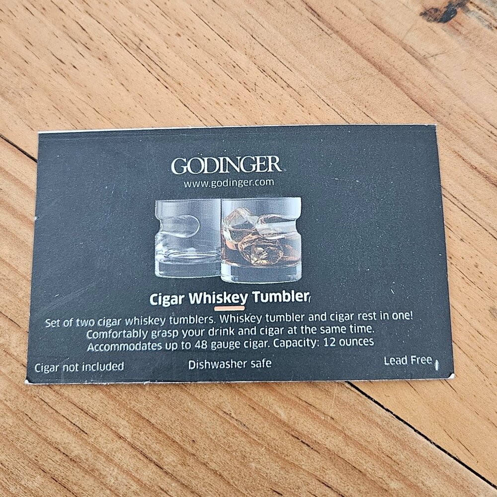 Wiskey Glass Tumblers Godinger Hand made of Crystalline Cigar (Set of two)